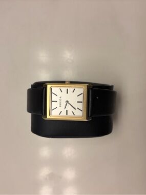 BREDA Gold Case Black Leather Strap Men’s Watch